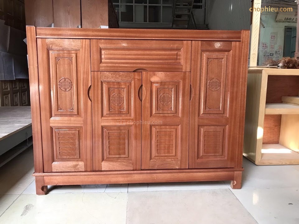 Tủ giày gỗ xoan đào cánh kín