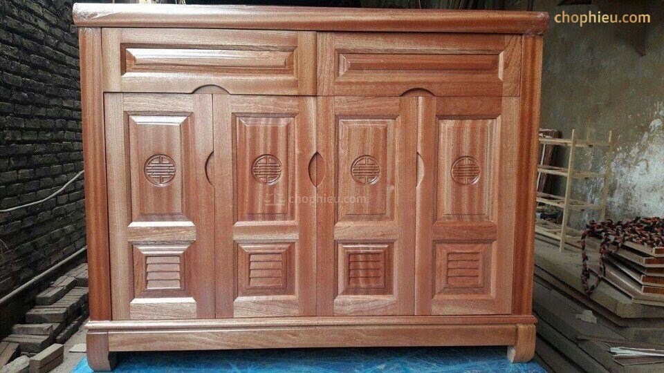 Tủ giày gỗ xoan đào cánh kín - Ảnh 2