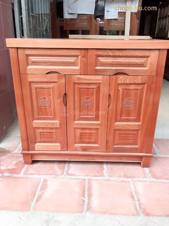 Tủ giày gỗ xoan đào cánh kín - Ảnh 3