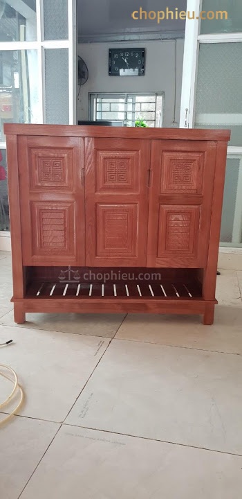 Tủ giày gỗ xoan đào hộc dưới - Ảnh 2