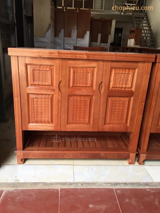 Tủ giày gỗ xoan đào hộc dưới - Ảnh 3