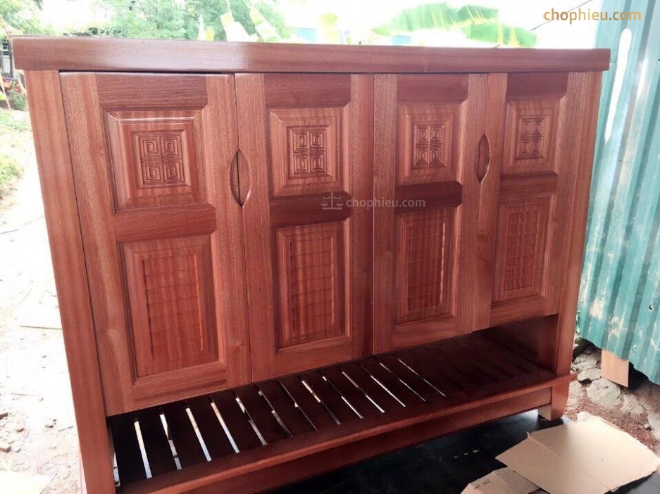 Tủ giày gỗ xoan đào hộc dưới - Ảnh 4