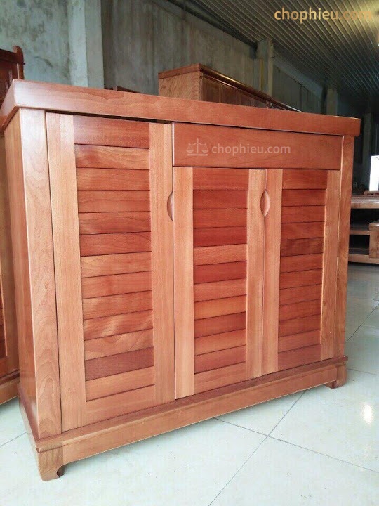 Tủ giày gỗ xoan đào mặt nan - Image 4