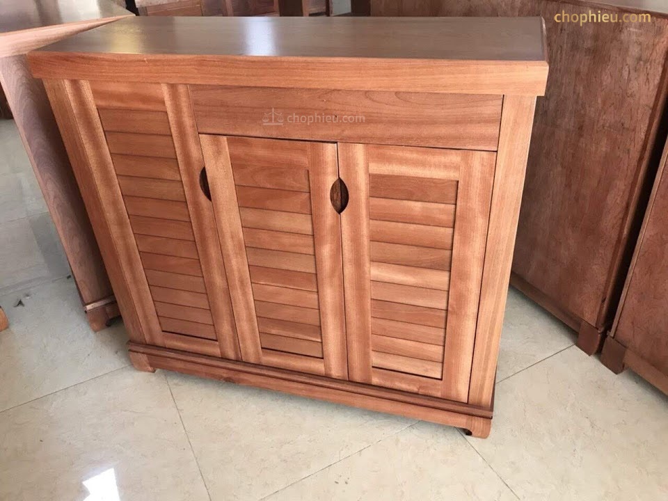 Tủ giày gỗ xoan đào mặt nan - Image 5