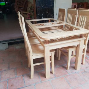 Bộ bàn ăn ghế thọ lệch bàn 2 tầng