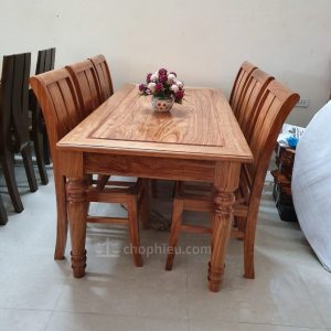Bộ bàn ăn gỗ hương xám 6 ghế 01
