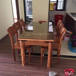 Bộ bàn ăn gỗ hương xám 6 ghế 02