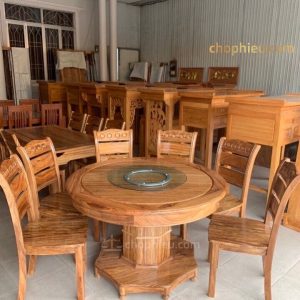 Bộ bàn ăn gỗ hương xám 6 ghế 04