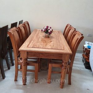 Bộ bàn ăn gỗ hương xám 6 ghế 09