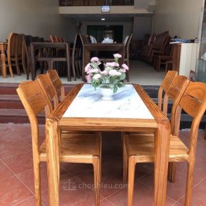 Bộ bàn ăn gỗ hương xám 6 ghế 11