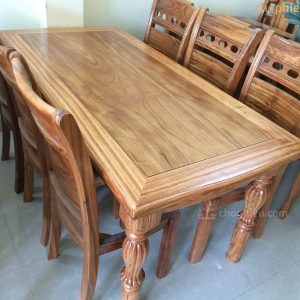 Bộ bàn ăn gỗ hương xám 6 ghế 12