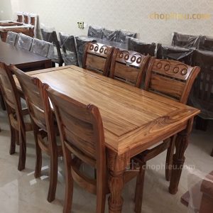 Bộ bàn ăn gỗ hương xám 6 ghế 14