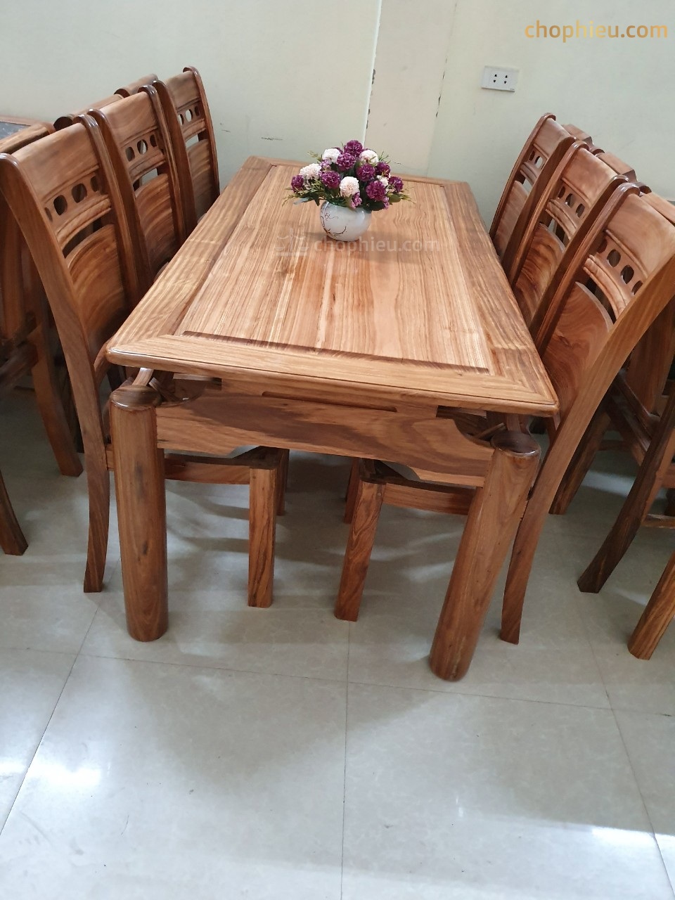 Bộ bàn ăn gỗ hương xám 6 ghế 17 - Chợ Phiêu - Xưởng Sản Xuất Nội ...