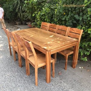 Bộ bàn ăn gỗ hương xám 6 ghế 18